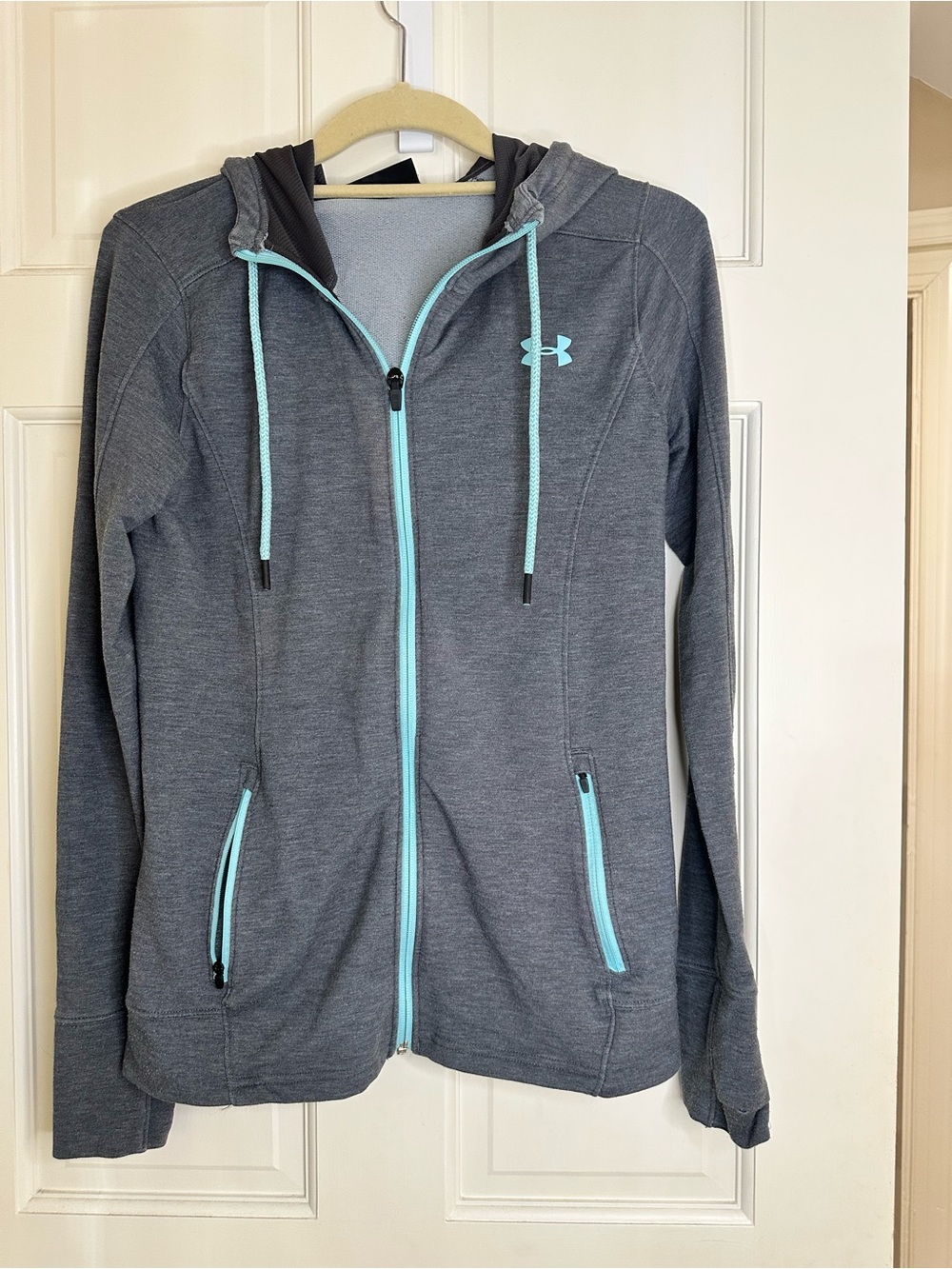 Under Armour Women's Grey Full-Zip Hoodie with Teal